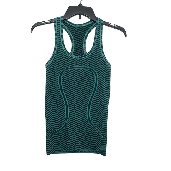 Lululemon 2 Aqua Striped Razorback Tank, Soft - Picture 5 of 8